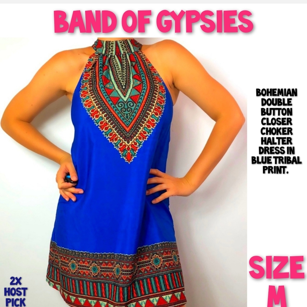 Band of Gypsies Dress Bohemian Tribal Choker Size Medium - Picture 1 of 12